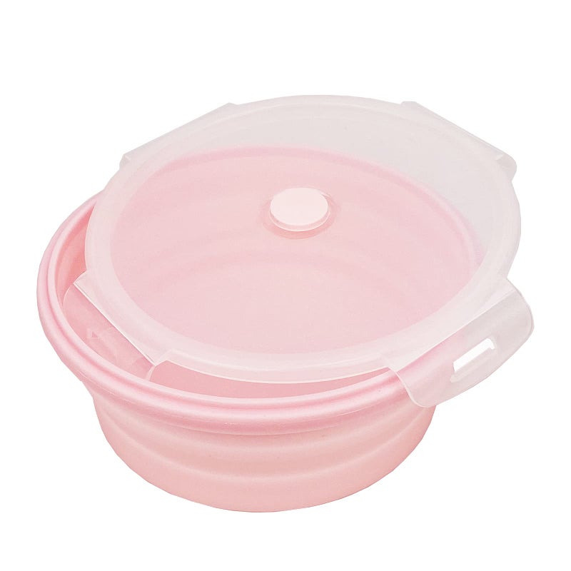 CARTINTS Silicone Collapsible Food Storage Containers-Prep/Storage Bowls with Lids â€“ Set of 4 Round Silicone Lunch Containers â€“ Microwave and Freezer Food Containers(pink) - Image 5